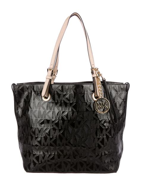 michael kors patent leather black logo tote|Michael kors patent leather tote + FREE SHIPPING .